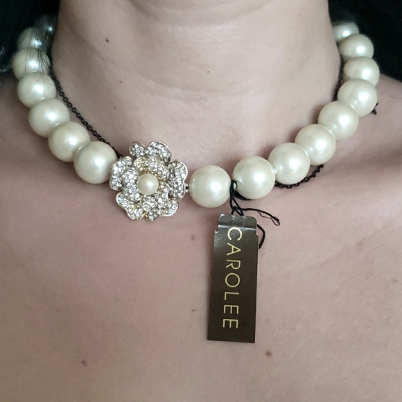Vintage Signed CAROLEE Chunky Fashion Pearl Necklace 18" - Picture 1 of 5